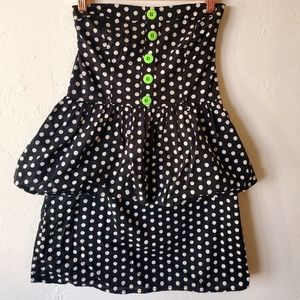 Pinup Style Polkadot Strapless MiniDress w/ peplum